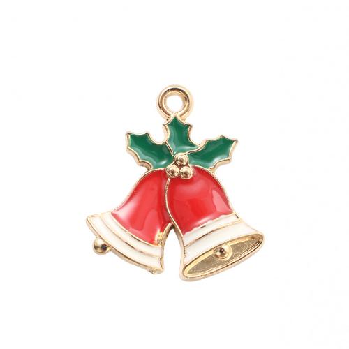 Ciondoli Natale in lega di zinco, lega in zinco, Campana Natalizia, placcato color oro, DIY & smalto, 21.20x19.20x2.20mm, Venduto da PC