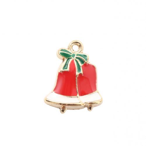 Ciondoli Natale in lega di zinco, lega in zinco, Campana Natalizia, placcato color oro, DIY & smalto, 19x15.40x2.80mm, Venduto da PC