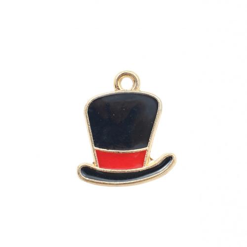 Ciondoli Natale in lega di zinco, lega in zinco, cappello, placcato color oro, Design natalizio & DIY & smalto, 17.90x15.30x1.70mm, Venduto da PC