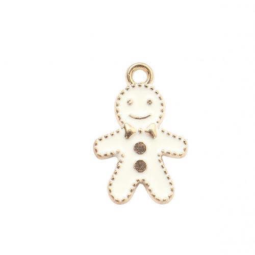 Ciondoli Natale in lega di zinco, lega in zinco, Gingerbread Man, placcato color oro, DIY & smalto, 17.90x11.90x1.80mm, Venduto da PC