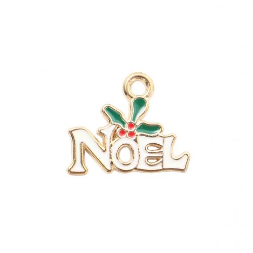 Zinc Alloy Christmas Pendants Alphabet Letter gold color plated DIY & enamel Sold By PC