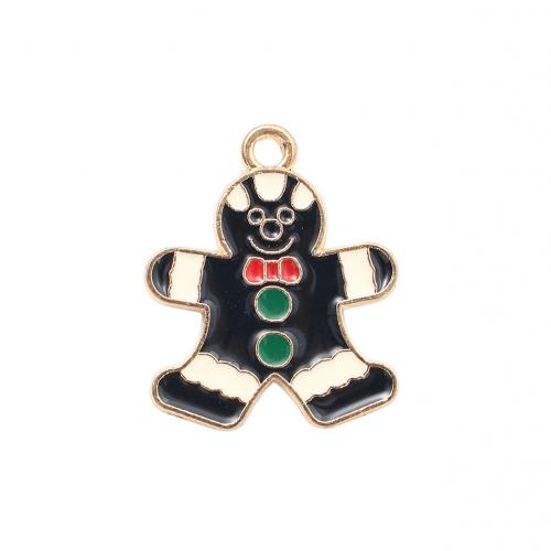 Zinc Alloy Christmas Pendants Gingerbread Man gold color plated DIY & enamel Sold By PC