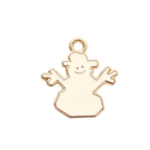 Zinc Alloy Christmas Pendants Snowman gold color plated Christmas Design & DIY & enamel Sold By PC