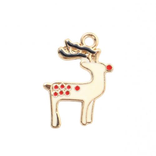 Zinc Alloy Christmas Pendants Christmas Reindeer gold color plated DIY & enamel Sold By PC
