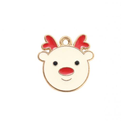 Zinc Alloy Christmas Pendants Christmas Reindeer gold color plated DIY & enamel Sold By PC