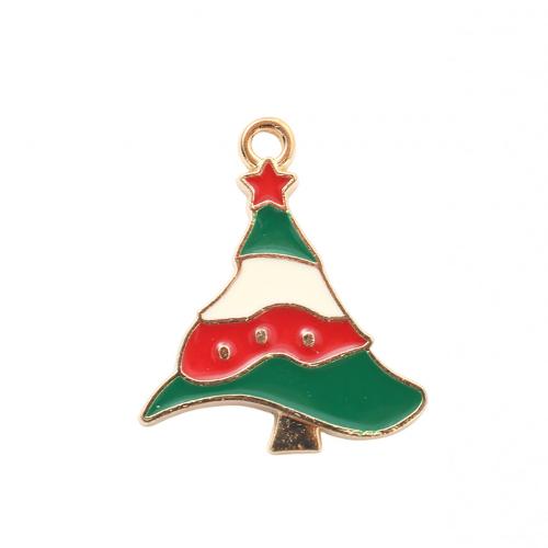 Ciondoli Natale in lega di zinco, lega in zinco, Albero di Natale, placcato color oro, DIY & smalto, 25.20x21.30x1.50mm, Venduto da PC
