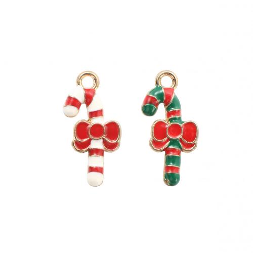 Ciondoli Natale in lega di zinco, lega in zinco, Barra di zucchero natalizia, placcato color oro, DIY & smalto, nessuno, 20.90x10.30x1.80mm, Venduto da PC