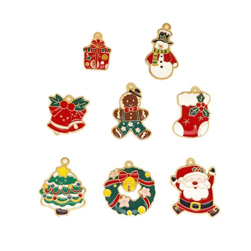 Ciondoli Natale in lega di zinco, lega in zinco, placcato color oro, Design natalizio & DIY & stili diversi per la scelta & smalto, Venduto da PC