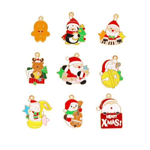 Ciondoli Natale in lega di zinco, lega in zinco, placcato color oro, Design natalizio & DIY & stili diversi per la scelta & smalto, Venduto da PC