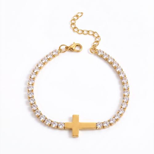 Bijoux bracelet en acier inoxydable, Placage, bijoux de mode & réglable & pour femme & avec strass, plus de couleurs à choisir, Vendu par Environ 18 cm brin