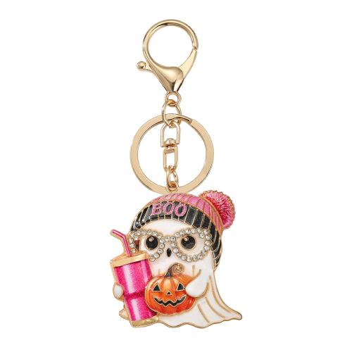 Zinek Key spona, duch, barva pozlacený, Halloween Šperky dárek & smalt & s drahokamu, 110x45mm, Prodáno By PC