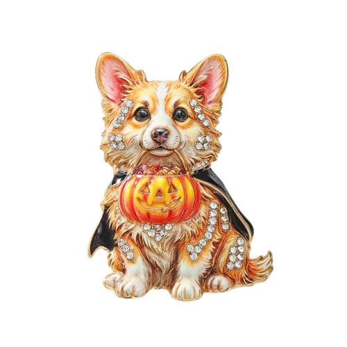 Zinek Brož, Pes, á, Halloween Šperky dárek & smalt & s drahokamu, více barev na výběr, 50x40mm, Prodáno By PC