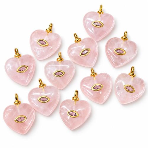 Bijoux Pendentifs en pierres gemmes, pierre gemme, avec alliage de zinc, coeur, Placage, DIY & différents matériaux pour le choix & avec strass, 20mm, Vendu par PC