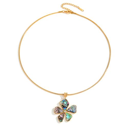 acero inoxidable 304 Conjunto de joya, con Nácar de Abulón, Flor, chapado en color dorado, diferentes estilos para la opción & para mujer & con diamantes de imitación, Vendido por UD