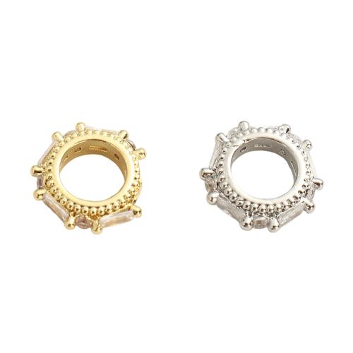 Žalvaris Spacer karoliukai, Žalvarinis, padengtą, Pasidaryk pats & mikro nutiesti kubinių Zirconia, daugiau spalvų pasirinkimas, 10.50x3mm, Skylė:Apytiksliai 5.8x3mm, Pardavė PC