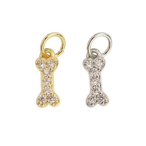 Kuutio Zirkonia Mikro Paven Messinki riipus, Luu, päällystetty, tee-se-itse & Micro Pave kuutiometriä zirkonia, enemmän värejä valinta, 10.50x4.20x2.10mm, Reikä:N. 3.5mm, Myymät PC