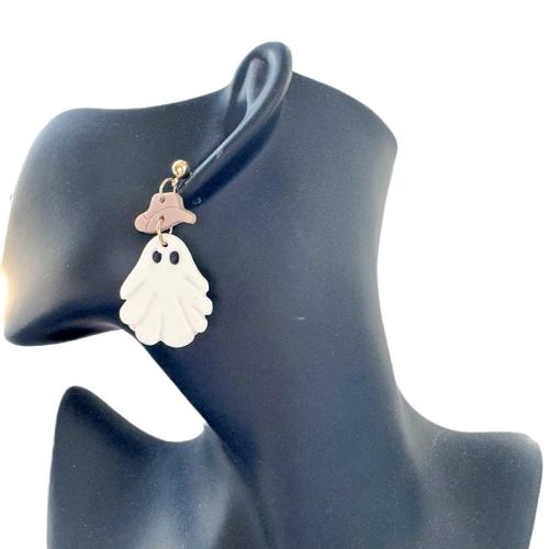 Polymer Clay Drop náušnice, duch, ruční práce, Fajn & Halloween Šperky dárek & pro ženy, 25x52mm, Prodáno By Pair