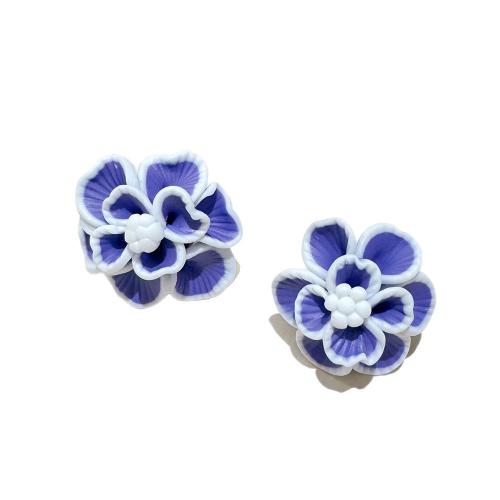 Polymer Clay Stud náušnice, Květina, ruční práce, módní šperky & pro ženy, více barev na výběr, 26mm, Prodáno By Pair