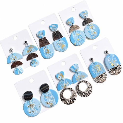 Polymer Clay Drop náušnice, s Nerez, ruční práce, různé styly pro výběr & pro ženy, Prodáno By Pair