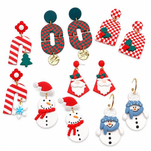 Polymer Clay Drop náušnice, s Nerez, ruční práce, Vánoční šperky & různé styly pro výběr & pro ženy, Prodáno By Pair