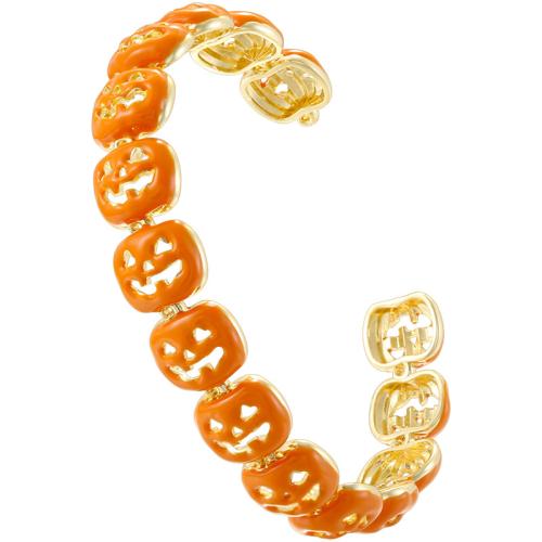metal Brazalete, Calabaza, chapado en color dorado, Joyería de Halloween & para mujer & esmalte, diámetro interior:aproximado 55mm, Vendido por UD