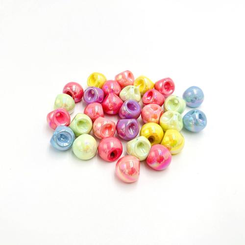 Perline in acrilico placcate, placcato multicolore, DIY, nessuno, 16mm, Foro:Appross. 3.5mm, 100PC/borsa, Venduto da borsa
