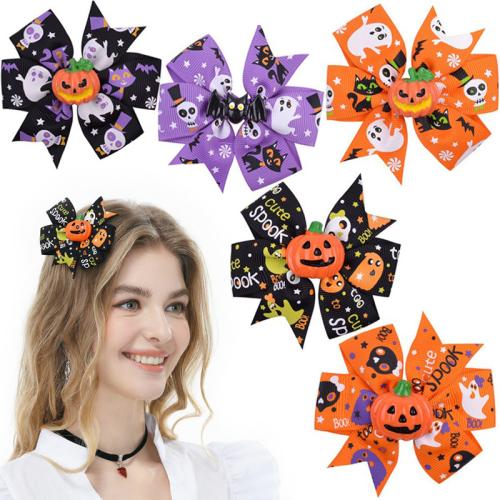 Polyester Zobák Clip, s Zinek, tisk, Halloweenský design & smalt, více barev na výběr, 80x80mm, Prodáno By PC