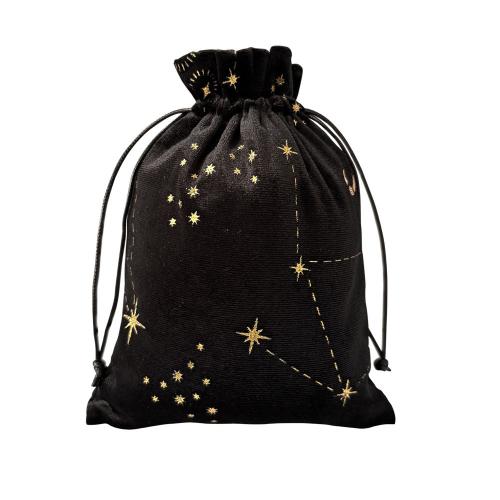pelúcia Saco de cordão, Adesivo Epóxi, Poeira & com padrão de estrela, preto, 130x180mm, vendido por PC