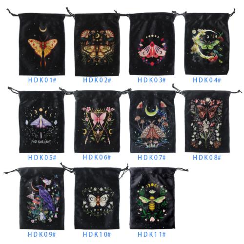 Velveteen Drawstring Bag Rectangle printing portable & dustproof & Christmas Design & double-sided Sold By PC