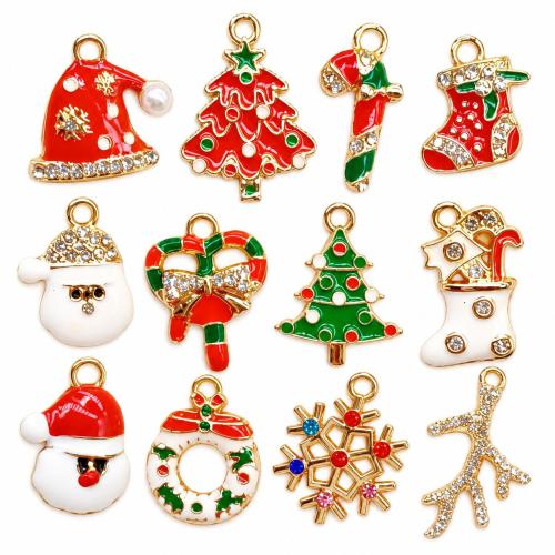 Pendants Sinc Alloy Nollag, plátáilte, Dearadh na Nollag & DIY & stíleanna éagsúla do rogha & cruan & le rhinestone, 100ríomhairí pearsanta/Mála, Díolta De réir Mála