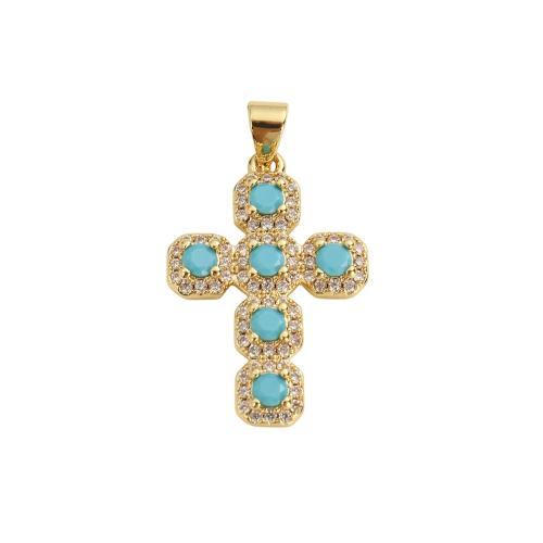 Ciúbach Zirconia siogairlín Micrimhilseogra réiteodh Prás, Cross, óir fíor plated, DIY & micrea réiteach zirconia ciúbach, 25.30x17.20x3.30mm, Poll:Thart 5x3.5mm, Díolta De réir PC