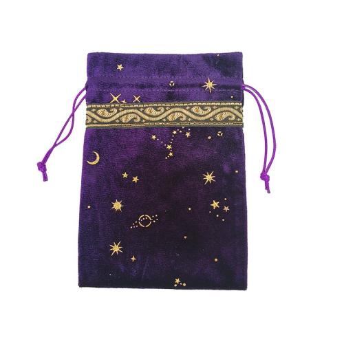 velours de coton Sac drawstring, rectangle, goutté d'époxy, Portable & Anti-poussière & or accentué, violet, 130x180mm, Vendu par PC