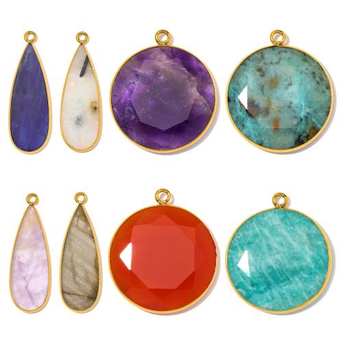 Pendants Gemstone Jewelry, 304 Cruach dhosmálta, le Gemstone, dath an óir plated, DIY & stíleanna éagsúla do rogha, 3ríomhairí pearsanta/Mála, Díolta De réir Mála