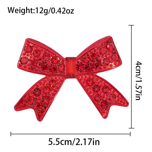 cristal broche, avec alliage de zinc, Noeud papillon, Placage, pour femme & avec strass, 55x40mm, Vendu par PC
