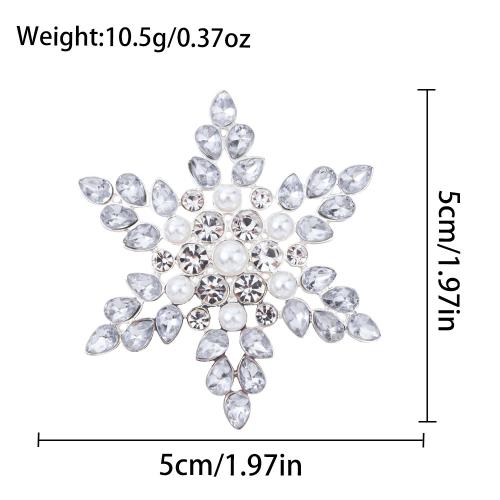 alliage de zinc broche, flocon de neige, Placage, pour femme & avec strass, transparent, 50x50mm, Vendu par PC