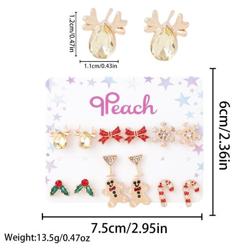 Orecchini di Natale, lega in zinco, placcato, 7 pezzi & per la donna & smalto & con strass, Venduto da set