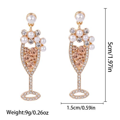 lega in zinco orecchini a borchia, with perla in plastica, Tazza, placcato, Design natalizio & per la donna & con strass, 15x50mm, Venduto da coppia