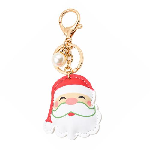 PU Leather Key Clasp with Zinc Alloy Santa Claus printing portable & Unisex Sold By PC