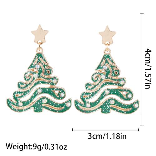lega in zinco orecchini a goccia, Albero di Natale, placcato color oro, per la donna & smalto, Venduto da PC