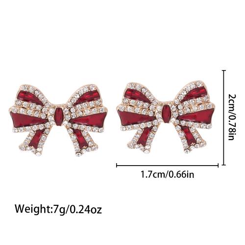 lega in zinco orecchini a borchia, Nodo di Cravatta, placcato, Design natalizio & per la donna & smalto & con strass, Venduto da PC
