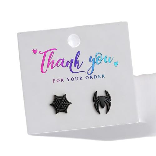 304 Stainless Steel Asymmetric Stud Earrings Spider plated Halloween Design & for woman Sold By Pair
