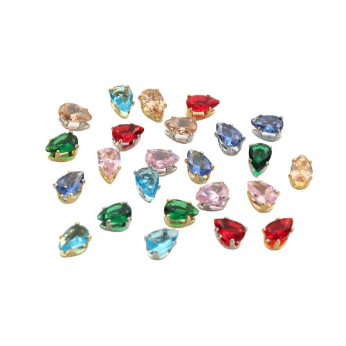 Perles en laiton de Zirconia cubiques, larme, Placage, DIY & pavé de micro zircon, plus de couleurs à choisir, 5.80x4x4.10mm, Vendu par PC