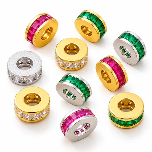 Perline vuote in ottone, placcato, DIY & Micro spianare cubic zirconia, nessuno, 8mm, Foro:Appross. 3mm, 10PC/borsa, Venduto da borsa