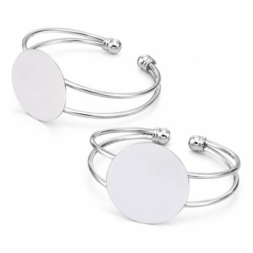 ottone Bangle Impostazione, Cerchio, cremagliera placcatura, DIY & formato differente per scelta, argento, 65x60mm, Venduto da PC