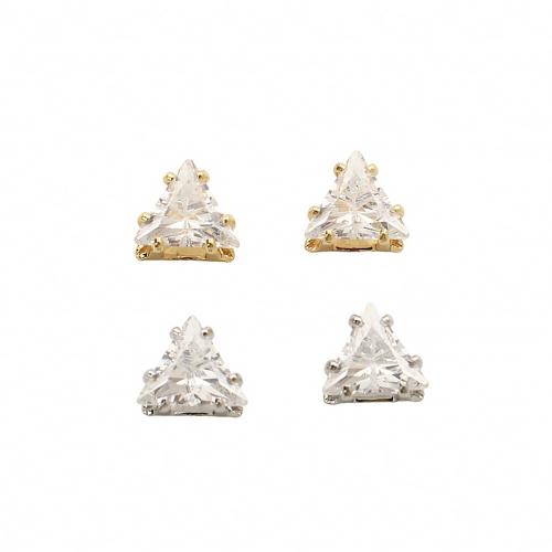 Perles en laiton de Zirconia cubiques, triangle, Placage, DIY & avec zircone cubique, plus de couleurs à choisir, 6.50x6.50x4.40mm, Vendu par PC
