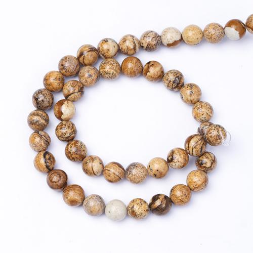 Perles en jaspe image, jaspe de photo, Rond, poli, DIY & normes différentes pour le choix, Vendu par Environ 38 cm brin