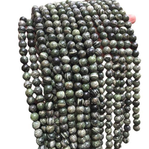 Perles bijoux en pierres gemmes, Jaspe Zèbre Vert, Rond, poli, DIY & normes différentes pour le choix, Vendu par Environ 38 cm brin