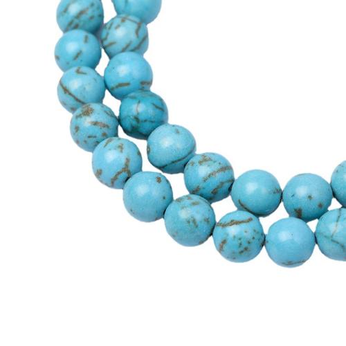 Perles turquoises, turquoise naturelle, Rond, poli, DIY & normes différentes pour le choix, bleu, Vendu par Environ 38-39 cm brin