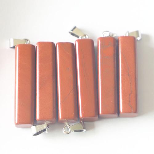 Bijoux Pendentifs en pierres gemmes, Jaspe rouge, rectangle, envoyé au hasard & DIY, rouge, 41x10x10mm, Vendu par PC