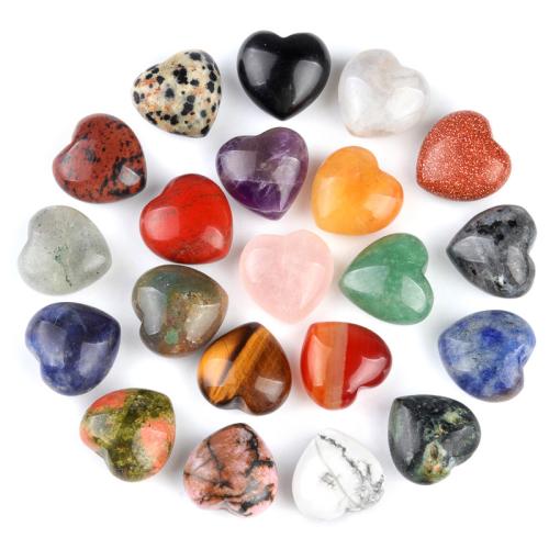 Gemstone smykker perler, Ædelsten, Heart, tilfældigt sendt & du kan DIY & forskellige materialer til valg & ingen hul, flere farver til valg, 15x15x8mm, Solgt af PC